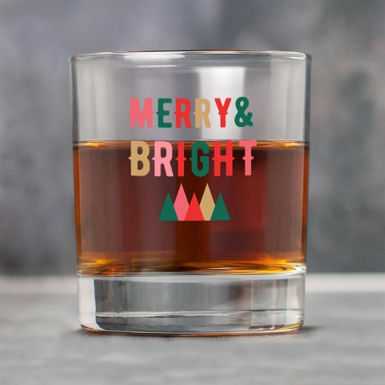 Merry and Bright Christmas tree Rock Glasses