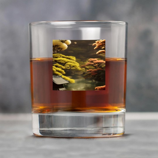 Autumn Japanese garden Rock Glasses