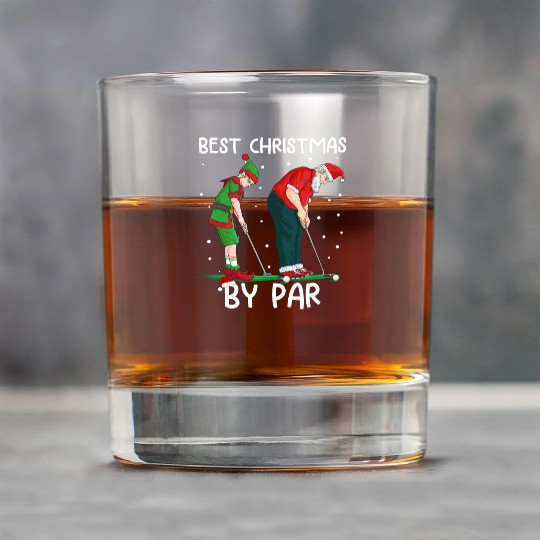 Golf Elf Golfer Christmas Santa Claus Golfing Rock Glasses