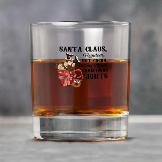Santa Claus Reindeer Hot Cocoa Holiday Movies Rock Glasses
