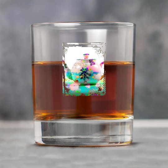 Japan Tea Pot Floral Pattern Chrysanthemum Cherry Rock Glasses