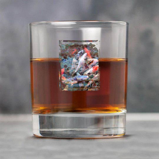 Japan Koi Fish Pond Collage Art 88 Rock Glasses