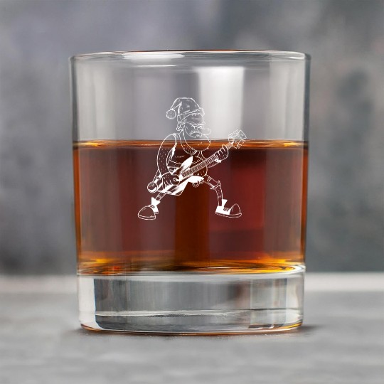 Bass Guitarist Santa Claus Bass Guitar Player Rock Glasses