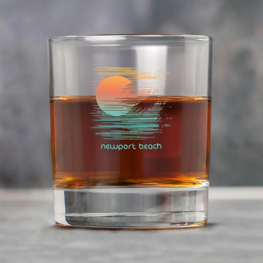 Artistic Newport Beach California Palm Tree Rock Glasses