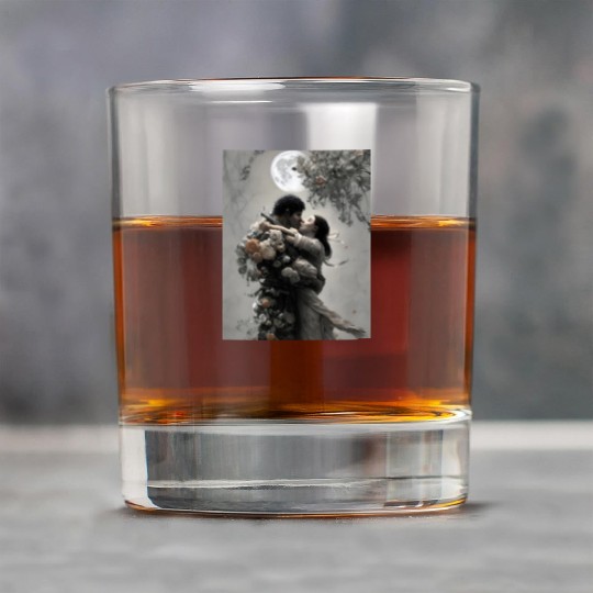 elves love fantastic design flowers and full moon Rock Glasses