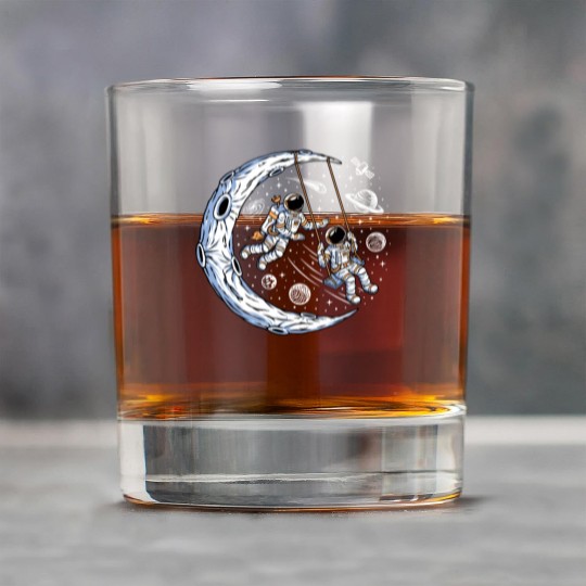 Astronauts on swing on moon Rock Glasses