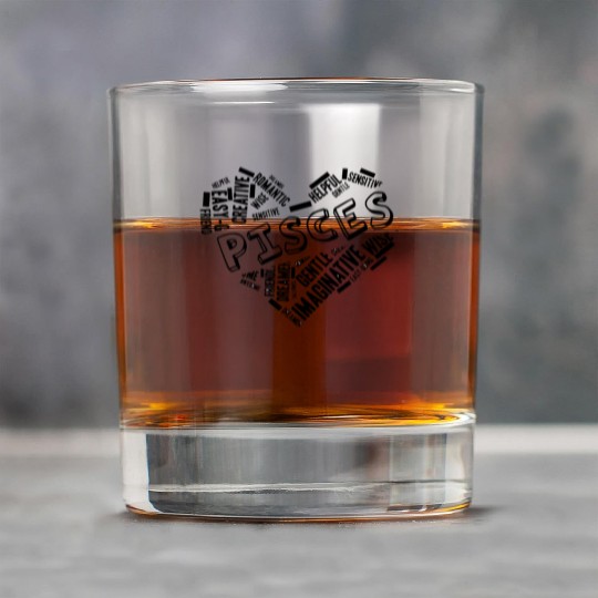 Pisces Heart Word Cloud Doodle Astrology Zodiac St Rock Glasses