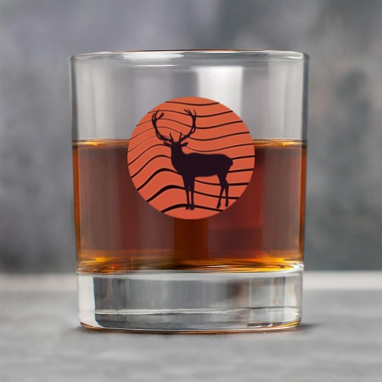 Vintage retro sunset sunrise nature deer funny Rock Glasses