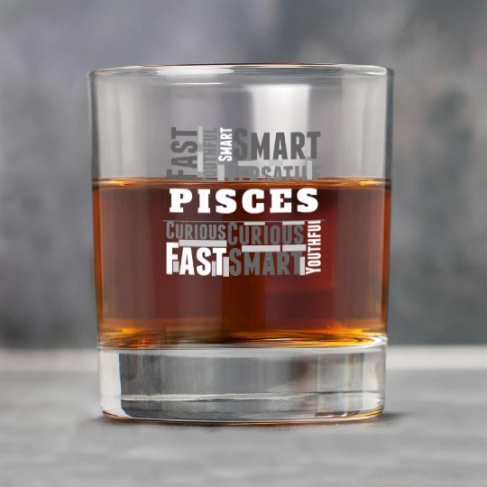 Pisces Zodiac Star Sign Word Cloud Square Monochro Rock Glasses