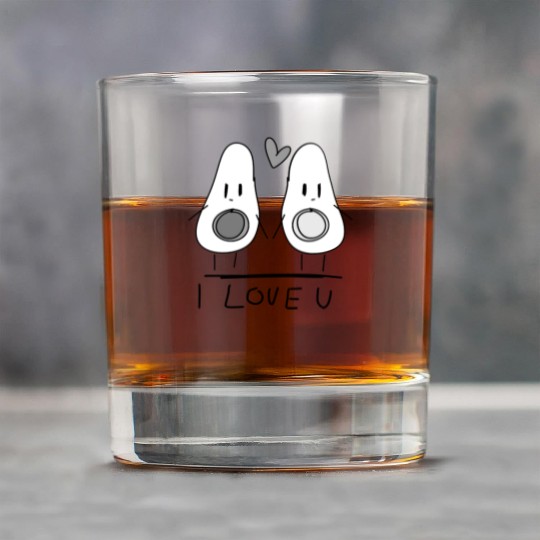 i love you avocado couple food Rock Glasses