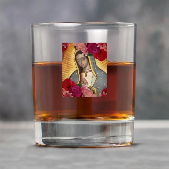 Our Lady of Guadalupe Rose Mexican Catholic Juan D Rock Glasses