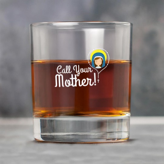 Call Your Mother Mom Gifts Blessed Mary Rosary Cut Rock Glasses