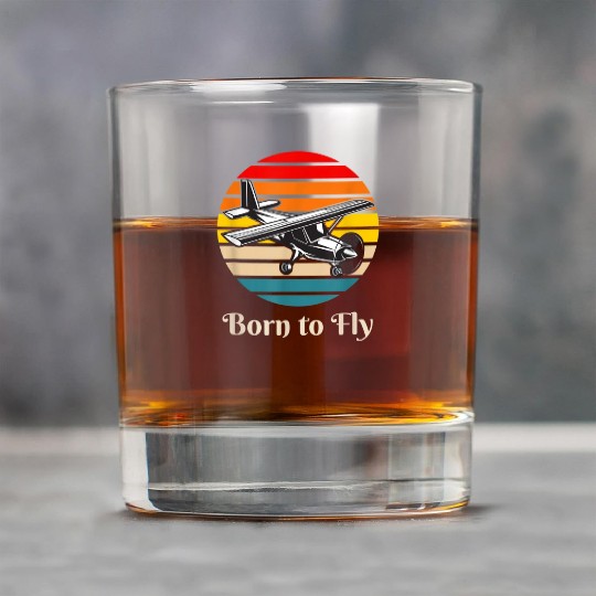 Single Engine Prop Airplane Rock Glasses Born to Fly