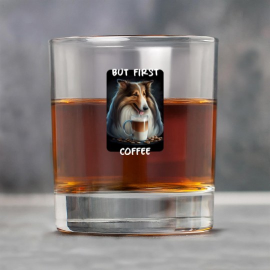 Collie - But First Coffee Rock Glasses