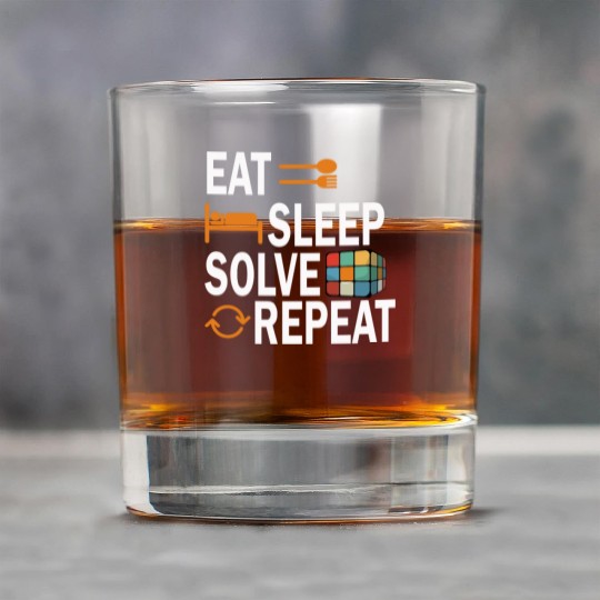 Eat Sleep Solve Repeat Math Speed Cubing Genie Rock Glasses