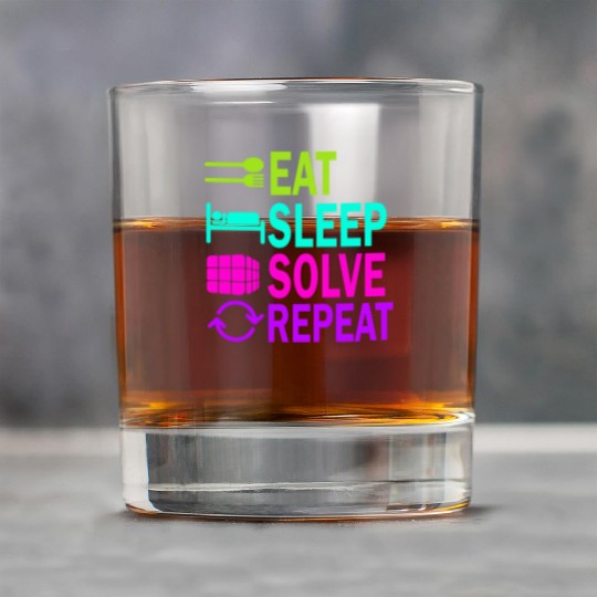 Eat Sleep Solve Repeat Math Speed Cubing Genie Rock Glasses