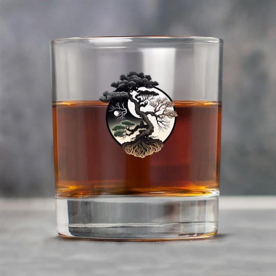 Yin and Yang Bonsai Tree Rock Glasses
