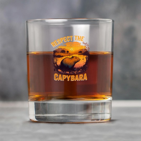 Respect The Capybara Animal Funny Capybara Lover Rock Glasses