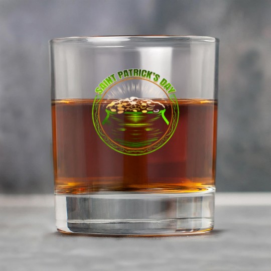 Pot Of Gold Logo For St Patricks Day Rock Glasses