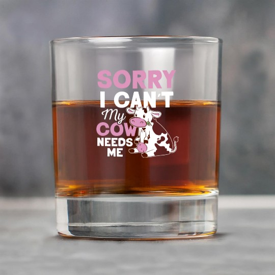 Sorry I Can't My Cow Needs Me Cows Farm Animals Rock Glasses