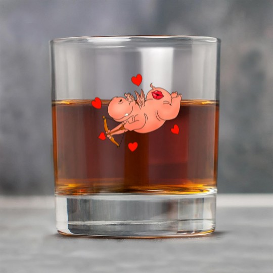 Hippo Cupid. Happy Valentine's Day Rock Glasses