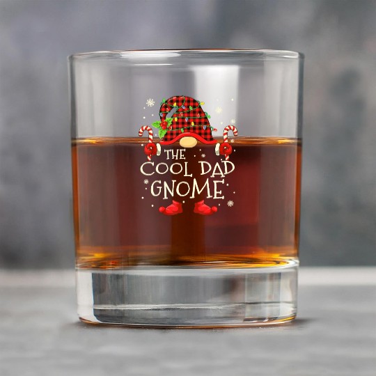 Cool Dad Gnome Buffalo Plaid Christmas Tree Family Rock Glasses
