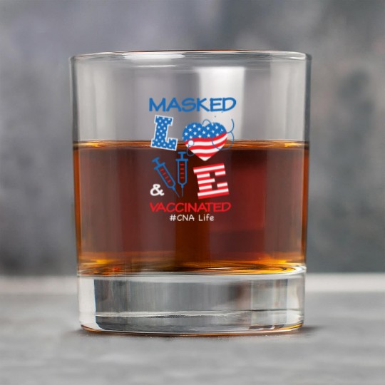 Masked LOVE Vaccinated USA Flag 4th of July Gifts Rock Glasses