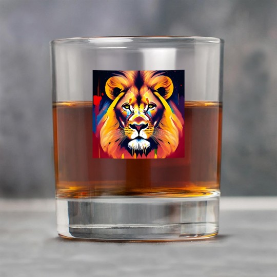 Majestic Lion in Oil Painting Style Rock Glasses