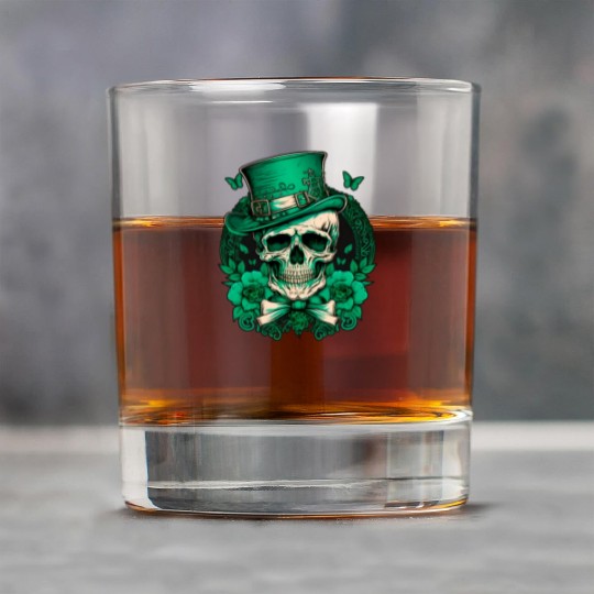 Sugar Skull Saint Patricks Day of Dead Rock Glasses