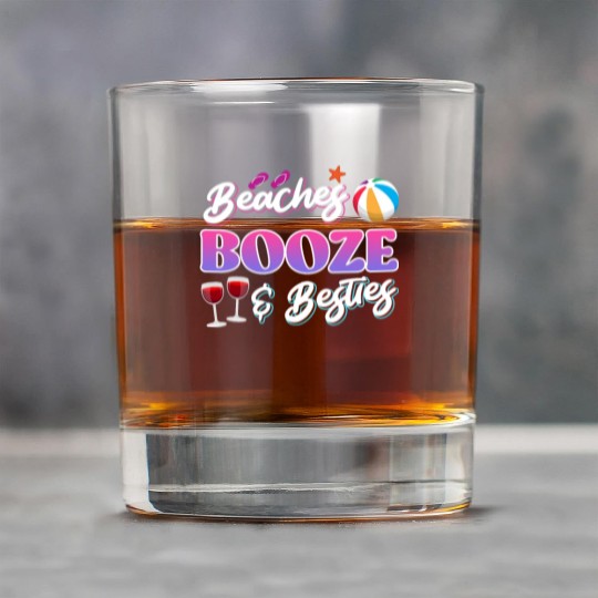 Beaches Booze Besties Summer Vacation Spring Break Rock Glasses