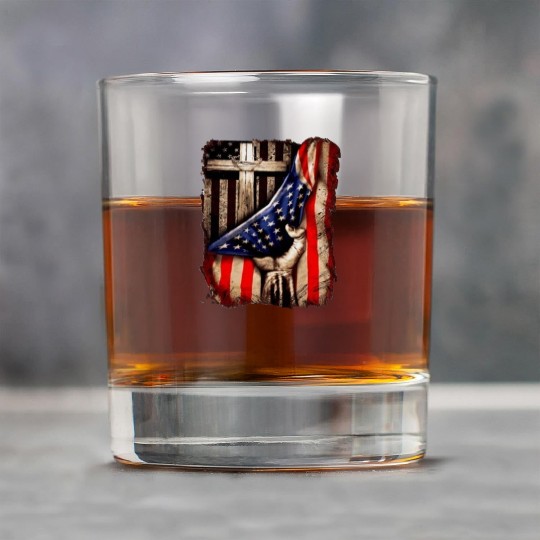 4th Of July American Flag Cross Rock Glasses, gift Holid