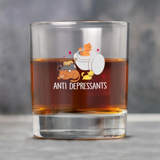 Funny Anti Depressants Cat Lover Sobriety Drug Fre Rock Glasses