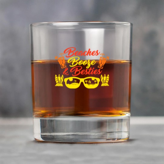 Beaches Booze Besties Summer Vacation Spring Break Rock Glasses