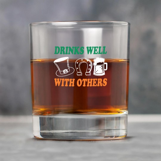 Shamrock Drinks Well With Others St Patrick's Day Rock Glasses