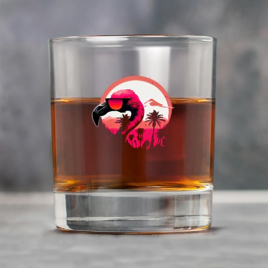Retro Sunset Pink Flamingo Summer Design Flamingo Rock Glasses