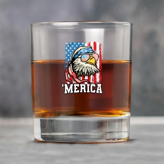 4th of July Bald Eagle USA Flag Patriotic Merica Rock Glasses
