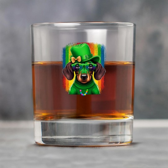 St. Patricks Day Dachshund Wiener Dog Shamrock Rock Glasses