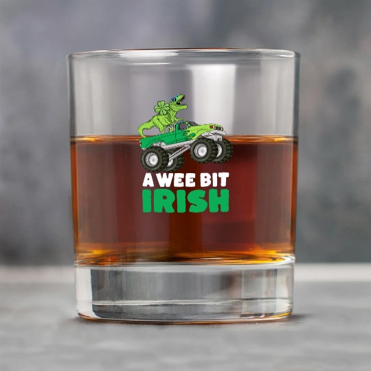 St Patricks Day A Wee Bit Irish T-Rex Truck Rock Glasses