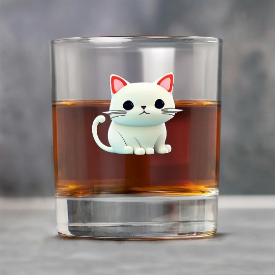 The Feline Fantasy A White Cat Chibi Design Rock Glasses