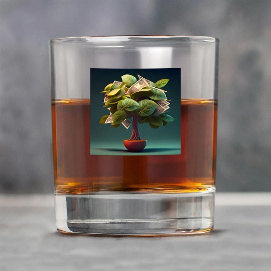 Plant in Flower Pot Money Tree - 3D Digital Art Rock Glasses