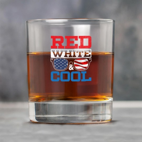 Red White And Cool America USA Flag 4th Of July Rock Glasses