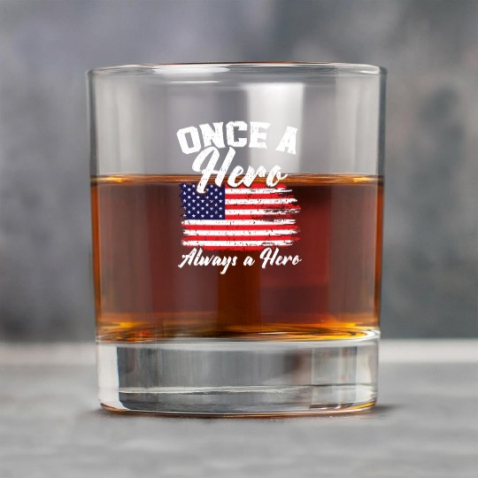 Once A Hero Always A Hero USA Flag Memorial Day Rock Glasses