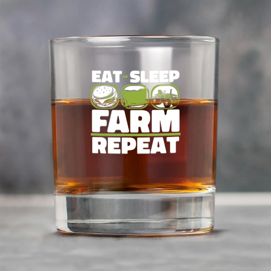 Eat Sleep Farm Repeat Agriculture Rancher Farmer Rock Glasses