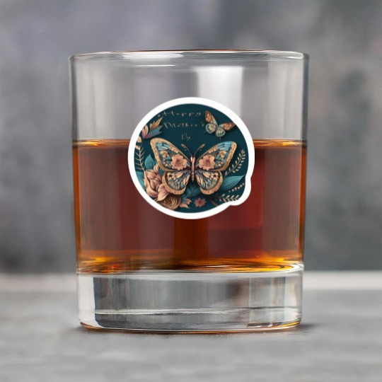 butterfly Happy Mother's Day Stickers Rock Glasses