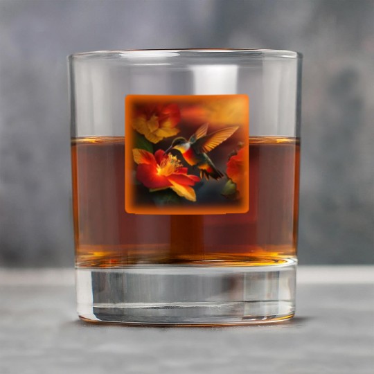 Hummingbird Hibiscus Flower Morning Sunrise Nature Rock Glasses