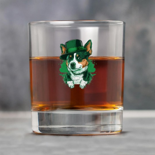Lucky Pup St. Patricks Day for Dog Lovers. Rock Glasses