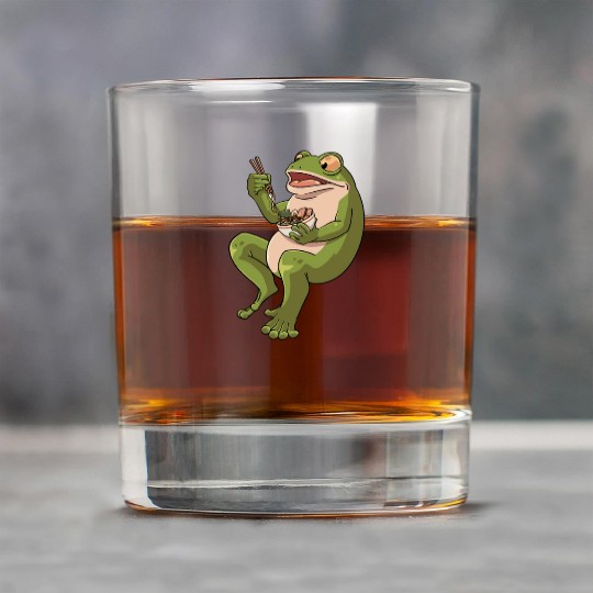 Toad Frog eating Ramen Soup Design for a Frog Rock Glasses