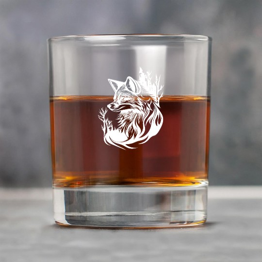 Pretty Cute Tattoo Style Fox In The Forest Rock Glasses