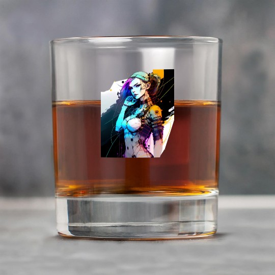 The Neon Future A Cyberpunk Girl with Purple Hair Rock Glasses