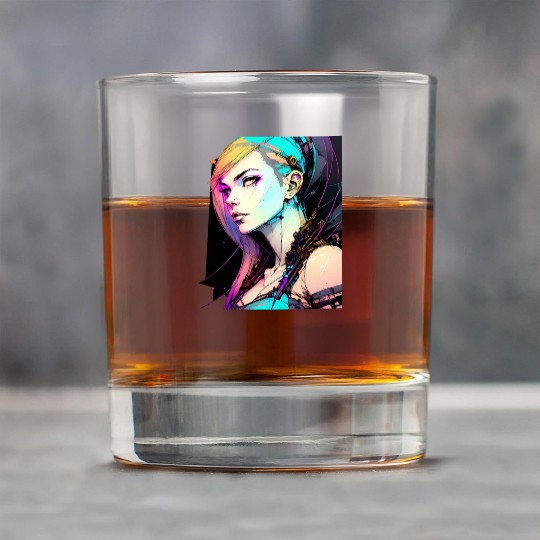 Neon Dreams A Cyberpunk Girl with Orange Teal Hair Rock Glasses